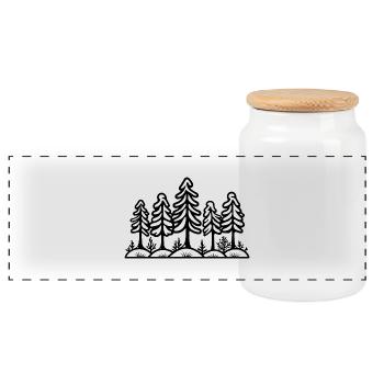Forest Trees - Panoramic Cookie Jar with Wooden Lid - white - Front