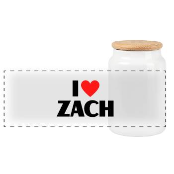 J’aime Zach Red Heart Love Fan Gift - Boîte à biscuits avec couvercle en bois - blanc - Devant