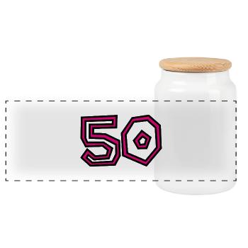 50. 50 YEARS. 50th ANNIVERSARY. 50 YEARS ANNIVERSARY. - Panoramic Cookie Jar with Wooden Lid - white - Front