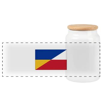 Ukraine-Polnische Flagge – Ukrainische und Polnische Einheit - Panorama Keksdose mit Holzdeckel - Weiß - Vorne