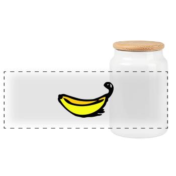 Banana - Panoramic Cookie Jar with Wooden Lid - white - Front