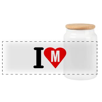 i_love_m_letter - Panoramic Cookie Jar with Wooden Lid - white - Front
