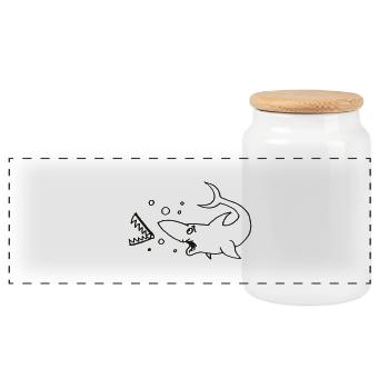 Shark loses teeth - Panoramic Cookie Jar with Wooden Lid - white - Front