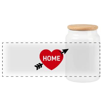 J’aime ma maison (Pays d’origine / Ville natale / 2C) - Boîte à biscuits avec couvercle en bois - blanc - Devant