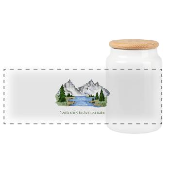 You find me in the mountains - Panoramic Cookie Jar with Wooden Lid - white - Front