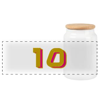 10. 10 ANS. 10e ANNIVERSAIRE. ANNIVERSAIRE 10 ANS. - Boîte à biscuits avec couvercle en bois - blanc - Devant