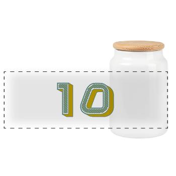 10. 10 YEARS. 10th ANNIVERSARY. 10 YEAR ANNIVERSARY. - Panoramic Cookie Jar with Wooden Lid - white - Front