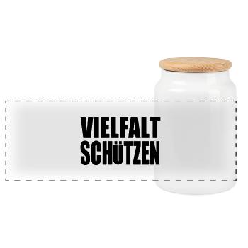 vielfalt schützen - Panorama Keksdose mit Holzdeckel - Weiß - Vorne