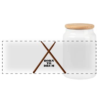 Drums , Drummers , Drums (25) - Panoramic Cookie Jar with Wooden Lid - white - Front