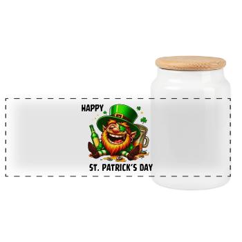 St. Patrick's Day - Panoramic Cookie Jar with Wooden Lid - white - Front