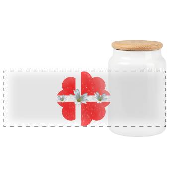 Denmark Flag with Flowers Denmark - Panoramic Cookie Jar with Wooden Lid - white - Front