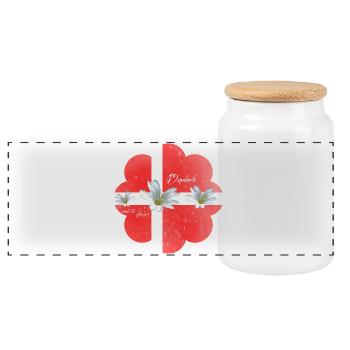 Denmark Flag with Flowers Denmark - Panoramic Cookie Jar with Wooden Lid - white - Front