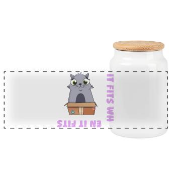 Ça va quand ça va - Boîte à biscuits avec couvercle en bois - blanc - Devant