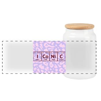 Periodensystem-Icon-Grafikdesign - Panorama Keksdose mit Holzdeckel - Weiß - Vorne