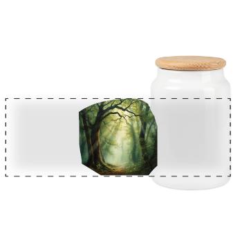 Sentier lumineux dans la forêt - Boîte à biscuits avec couvercle en bois - blanc - Devant