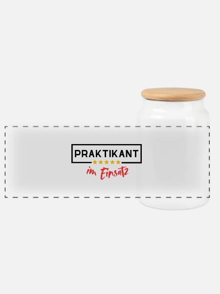 Praktikant im Einsatz - Panorama Keksdose mit Holzdeckel - Weiß