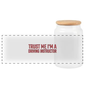 Driving Instructor Trust me Drive Tutor - Panoramic Cookie Jar with Wooden Lid - white - Front