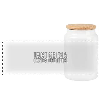 Driving Instructor Trust me Drive Tutor - Panoramic Cookie Jar with Wooden Lid - white - Front