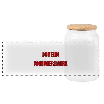 Joyeux Anniversaire. Happy birthday. - Boîte à biscuits avec couvercle en bois - blanc - Devant