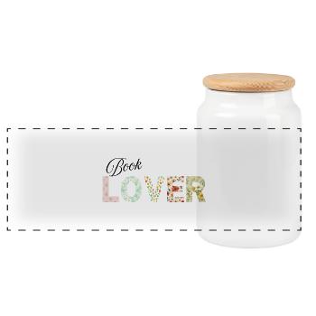 Amateur de livres - Boîte à biscuits avec couvercle en bois - blanc - Devant