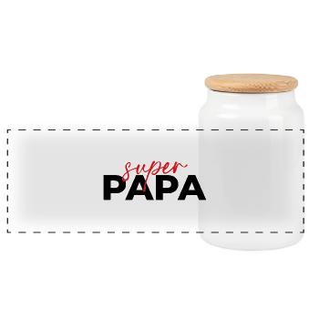 SUPER DAD - Panoramic Cookie Jar with Wooden Lid - white - Front