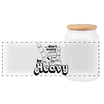 Heavy Metal,Headbanger,dont worry be Heavy(25) - Panorama Keksdose mit Holzdeckel - Weiß - Vorne