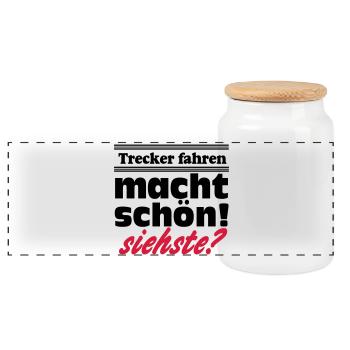 Traktor , Trecker , Trecker fahren (25) - Panorama Keksdose mit Holzdeckel - Weiß - Vorne