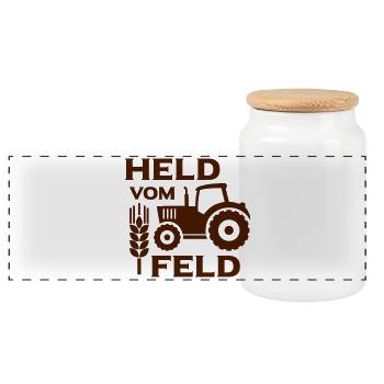 Held vom Feld (Bauer) - Panorama Keksdose mit Holzdeckel - Weiß - Vorne