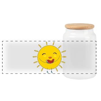 Soleil et pastèque - Boîte à biscuits avec couvercle en bois - blanc - Devant
