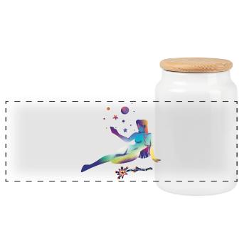 Cosmic Dreams Silhouette - Panoramic Cookie Jar with Wooden Lid - white - Front