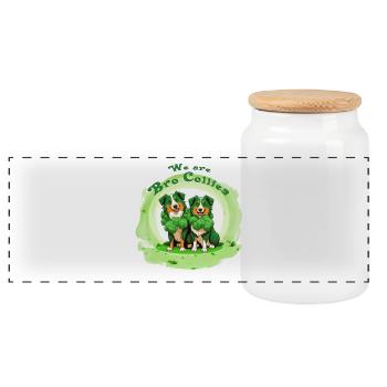 We are Bro Collies - Panorama Keksdose mit Holzdeckel - Weiß - Vorne