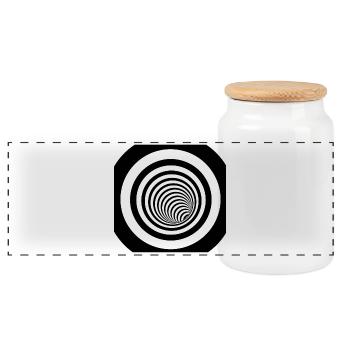 Hypnotische schwarz-weiße Spirale - Panorama Keksdose mit Holzdeckel - Weiß - Vorne