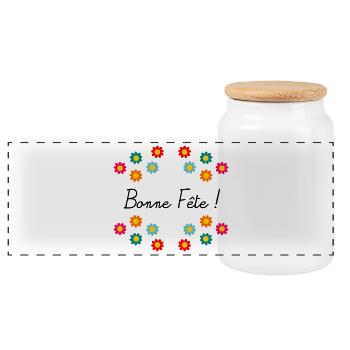 MOTHER'S DAY. HAPPY MOTHER'S DAY. MOM - Panoramic Cookie Jar with Wooden Lid - white - Front