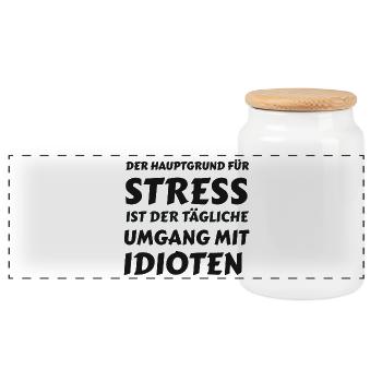 Alltagsstress durch Idioten - Panorama Keksdose mit Holzdeckel - Weiß - Vorne