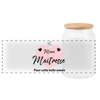 Cette belle année Cadeau Maîtresse - Boîte à biscuits avec couvercle en bois - blanc - Devant