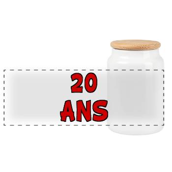20. 20 YEARS. 20th ANNIVERSARY. 20 YEARS ANNIVERSARY. - Panoramic Cookie Jar with Wooden Lid - white - Front