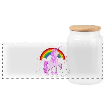 Einhorn Regenbogen Sterne Wolke Unicorn - Panorama Keksdose mit Holzdeckel - Weiß - Vorne