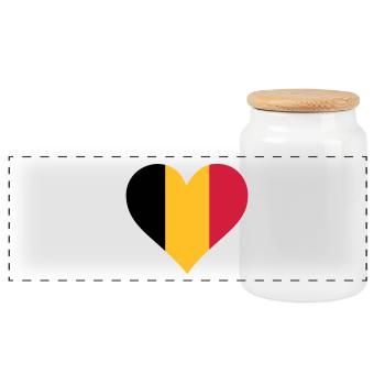 A heart for Belgium - Panoramic Cookie Jar with Wooden Lid - white - Front