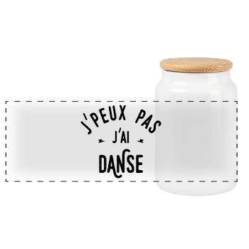 j'peux pas j'ai danse - Boîte à biscuits avec couvercle en bois - blanc - Devant