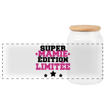 super mamie édition limitée - Boîte à biscuits avec couvercle en bois - blanc - Devant
