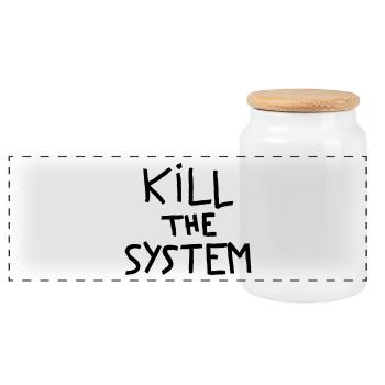 kill the system - Panoramic Cookie Jar with Wooden Lid - white - Front