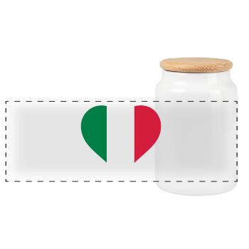 A Heart for Italy - Panoramic Cookie Jar with Wooden Lid - white - Front