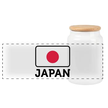 National Flag of Japan - Panoramic Cookie Jar with Wooden Lid - white - Front