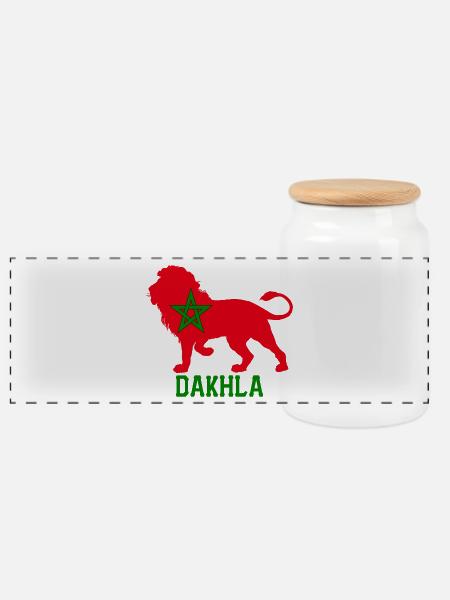 DAKHLA - Panoramic Cookie Jar with Wooden Lid - white