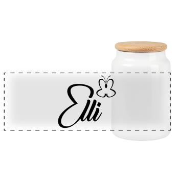 elli Schmetterling - Boîte à biscuits avec couvercle en bois - blanc - Devant