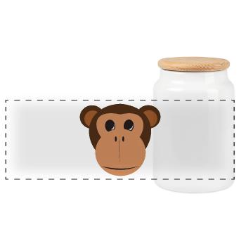 ape chimpanzee gorilla pavian orangutan164 - Panoramic Cookie Jar with Wooden Lid - white - Front