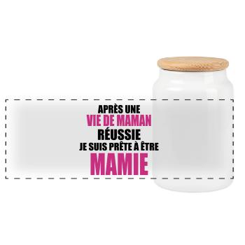 Je suis prête á être mamie - Boîte à biscuits avec couvercle en bois - blanc - Devant