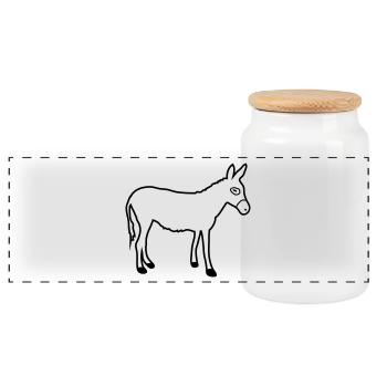 Donkey | Horse riding Bauernhof Muli Horseback riding stable - Panoramic Cookie Jar with Wooden Lid - white - Front