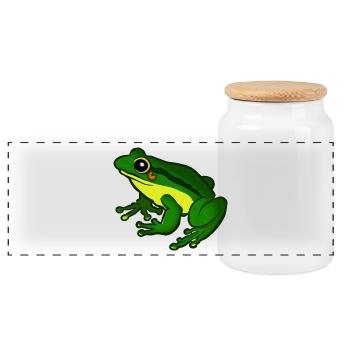 frog - Panoramic Cookie Jar with Wooden Lid - white - Front