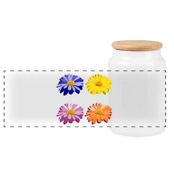 Blumen - Panorama Keksdose mit Holzdeckel - Weiß - Vorne
